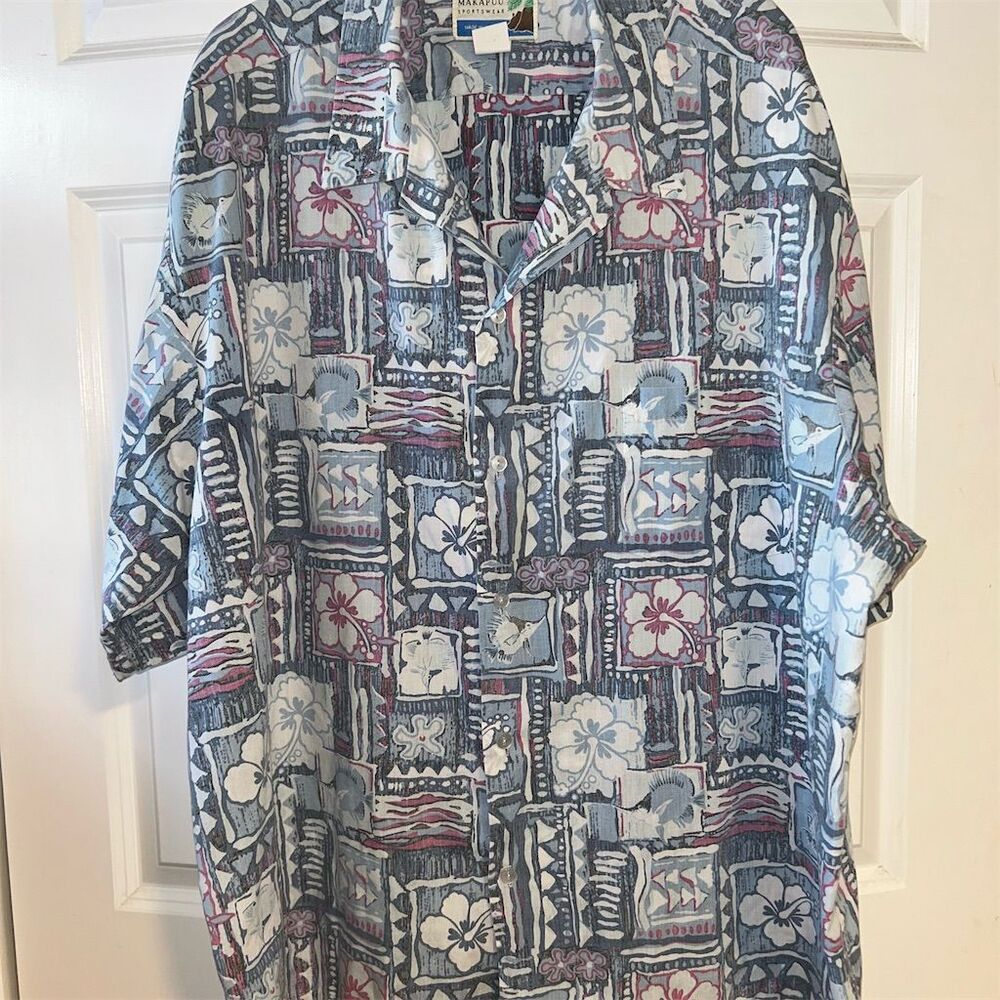 Makapuu Men's 4XL Hawaiian Aloha Shirt Floral Button-Up Short Sleeve